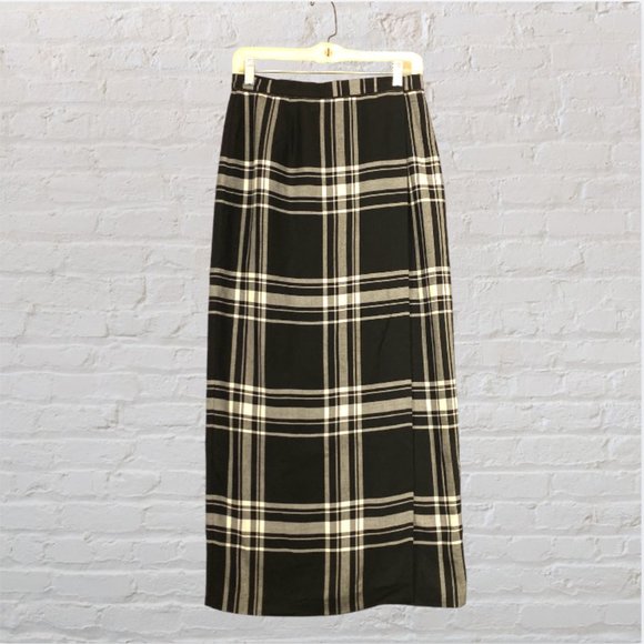 Liz Claiborne Black and White Plaid Wrap-Around Maxi Skirt - Picture 1 of 12